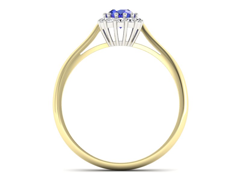 Pierścionek z szafirem i diamentami - p16291zbszc — zdjęcie 2