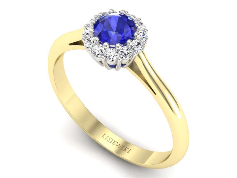 Pierścionek z szafirem i diamentami - p16291zbszc — zdjęcie 3