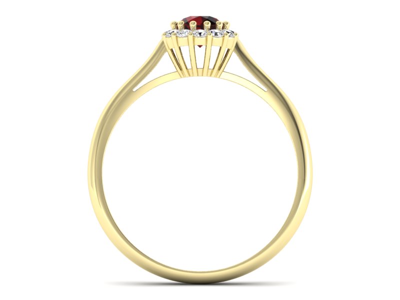 Złoty pierścionek z granatem żółte złoto - p16291zgr — zdjęcie 2