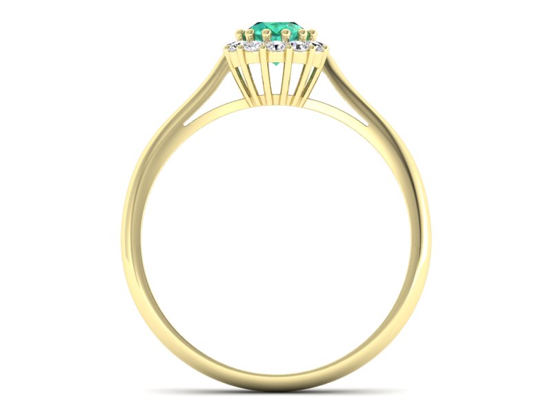 Złoty pierścionek ze szmaragdem i diamentami - p16291zsm — zdjęcie 2