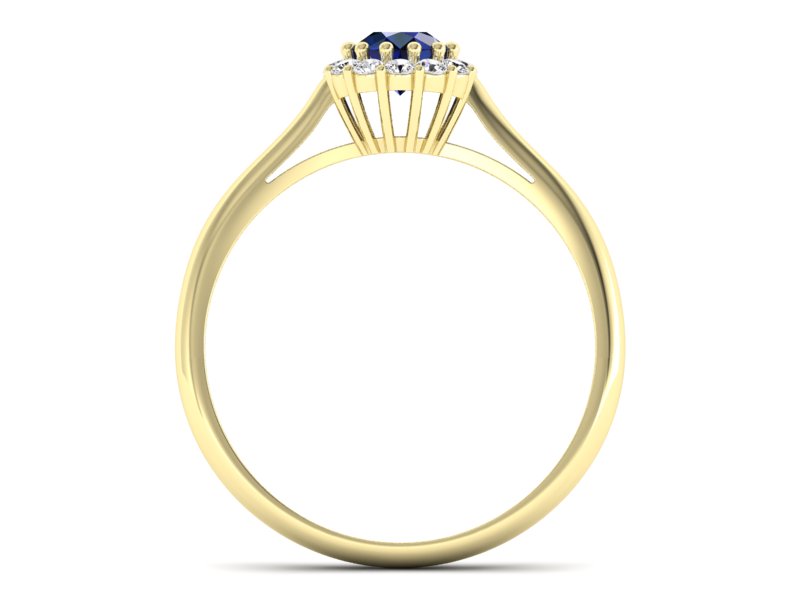 Złoty pierścionek z szafirem i diamentami - p16291zsz — zdjęcie 2