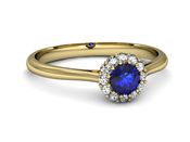 Złoty pierścionek z szafirem i diamentami - p16291zszc - 2