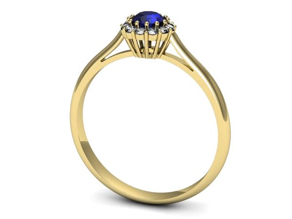 Złoty pierścionek z szafirem i diamentami - p16291zszc