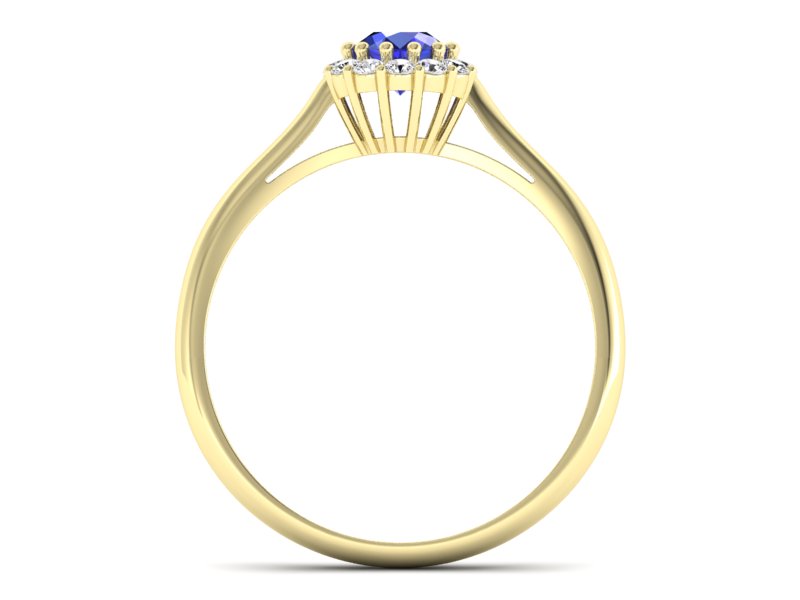 Złoty pierścionek z szafirem i diamentami - p16291zszc — zdjęcie 2