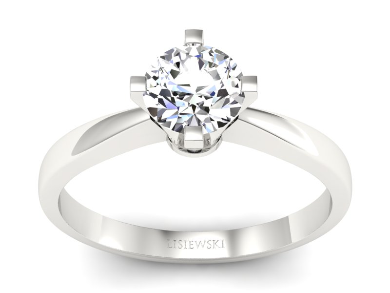 Złoty pierścionek z brylantem białe złoto - p16292b