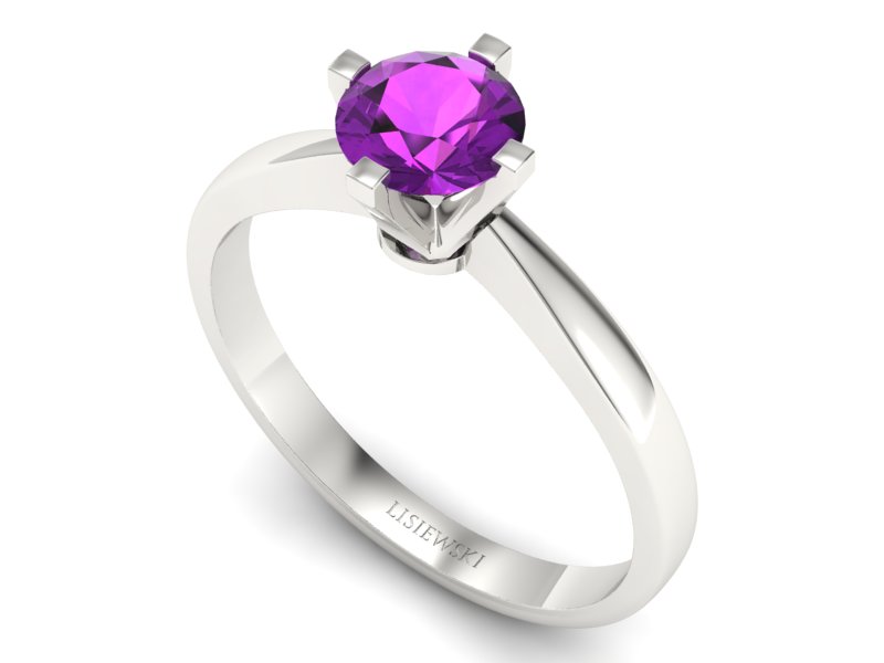 Złoty pierścionek z ametystem białe złoto - p16292bat — zdjęcie 3