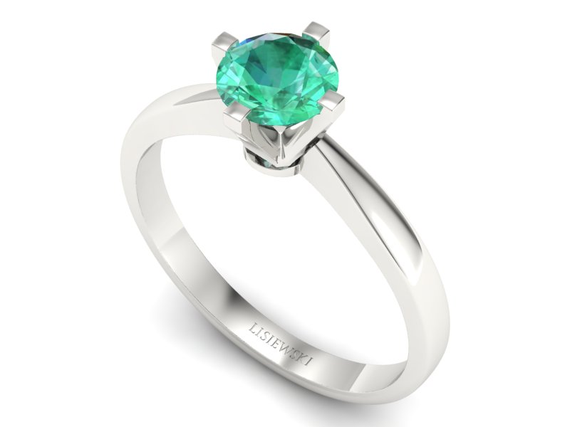 Złoty pierścionek ze szmaragdem białe złoto - p16292bsm — zdjęcie 3