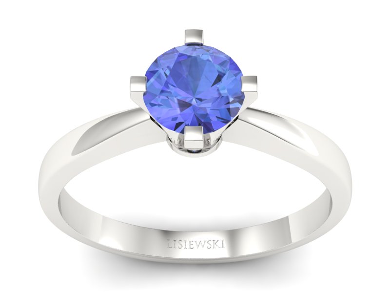 Złoty pierścionek z tanzanitem białe złoto - p16292bt