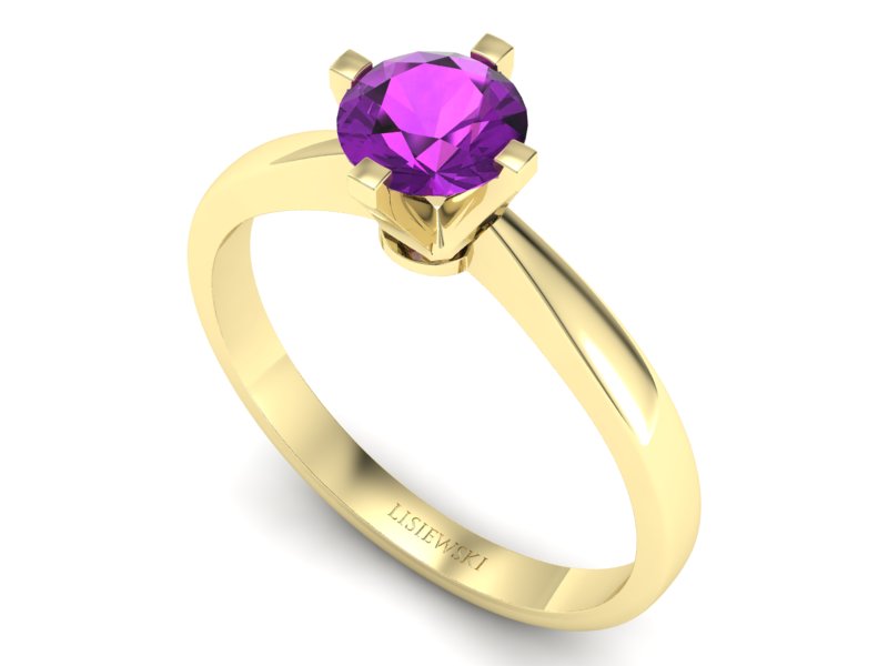 Złoty pierścionek z ametystem żółte złoto - p16292zat — zdjęcie 3
