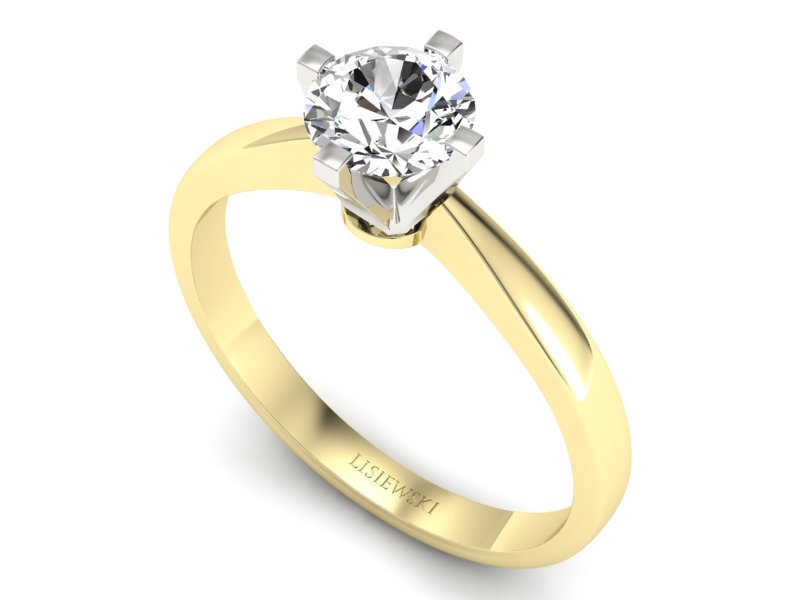 Pierścionek z diamentem żółte i białe złoto - p16292zb — zdjęcie 3