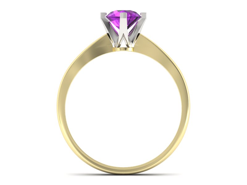 Pierścionek z ametystem żółte i białe złoto - p16292zbat — zdjęcie 2
