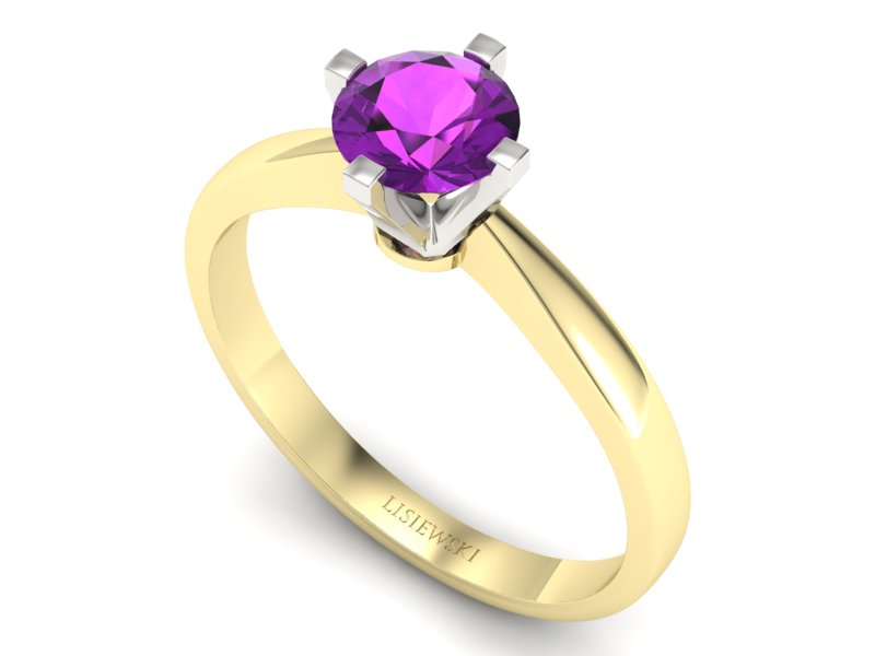 Pierścionek z ametystem żółte i białe złoto - p16292zbat — zdjęcie 3