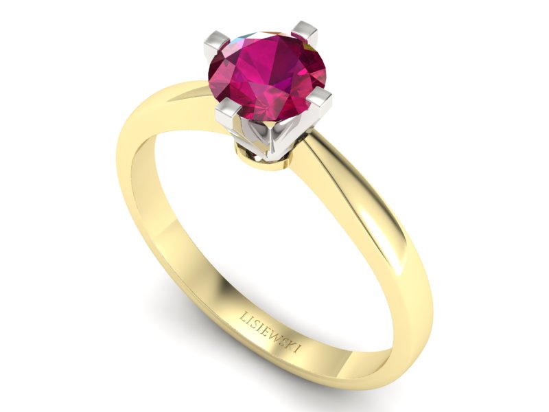 Pierścionek z rubinem żółte białe złoto - p16292zbr — zdjęcie 3