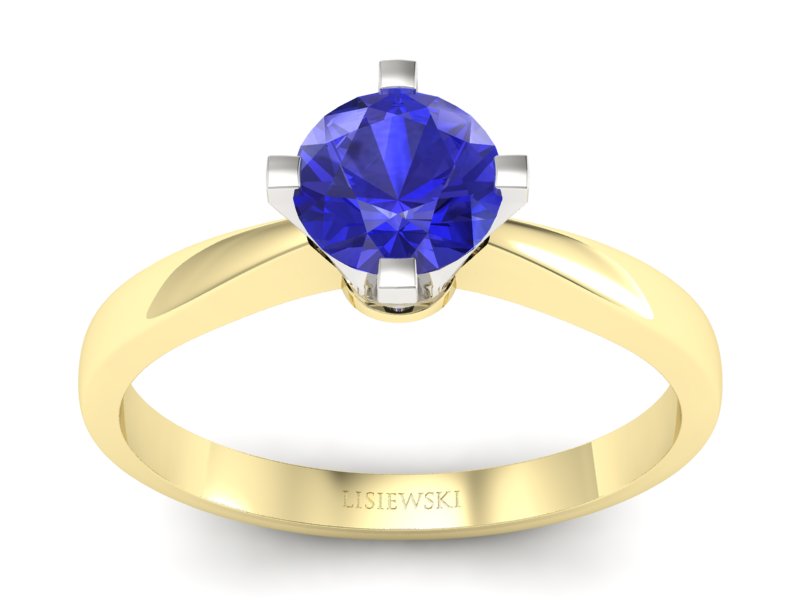 Pierścionek z szafirem żółte białe złoto - p16292zbszc