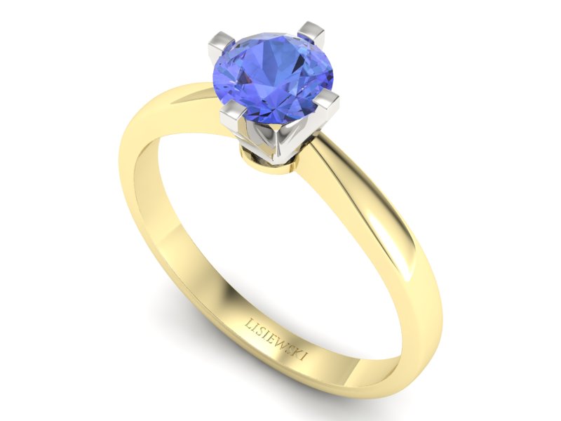 Pierścionek z tanzanitem żółte białe złoto - p16292zbt — zdjęcie 3