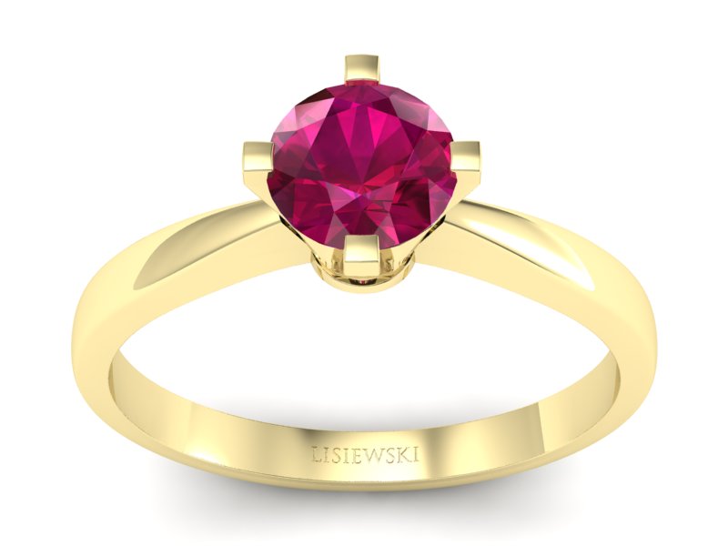 Złoty pierścionek z rubinem żółte złoto - p16292zr