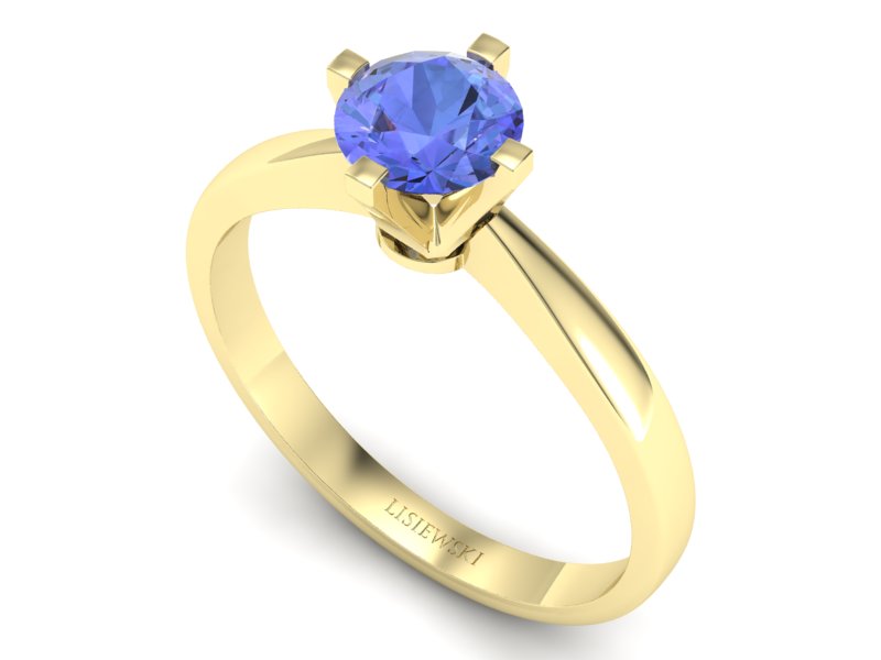Złoty pierścionek z tanzanitem żółte złoto - p16292zt — zdjęcie 3