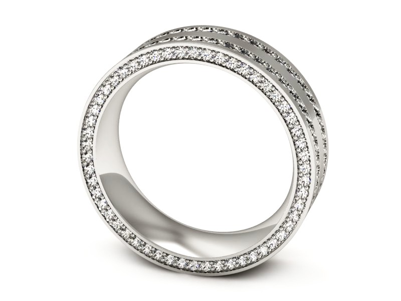 Obrączka z brylantami białe złoto soczewkowa - p16293b — zdjęcie 3