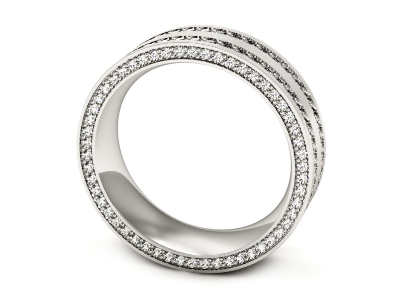 Złota obrączka z brylantami płaska soczewkowa - p16293bmp — zdjęcie 3