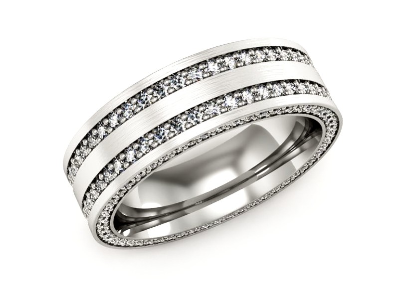 Złota obrączka z brylantami płaska soczewkowa - p16293bmp