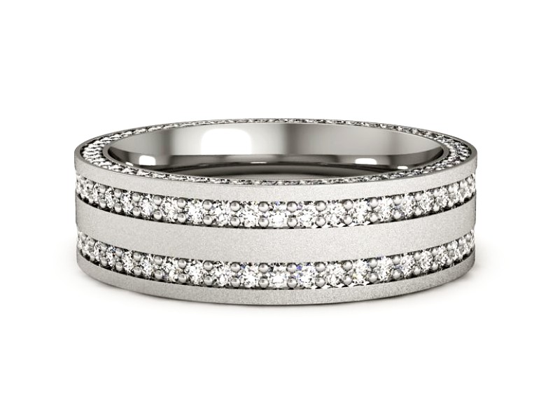 Obrączka z brylantami białe złoto soczewkowa - p16293bms — zdjęcie 2