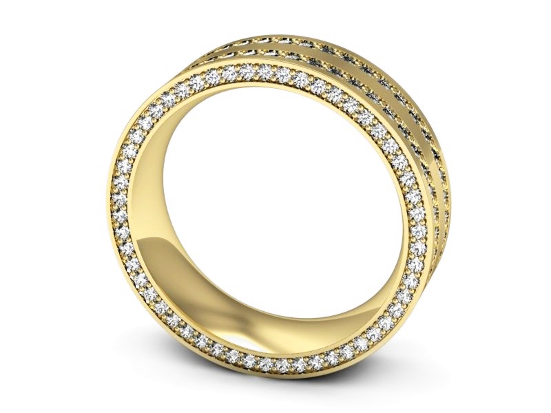 Obrączka z brylantami żółte złoto soczewkowa - p16293z — zdjęcie 3