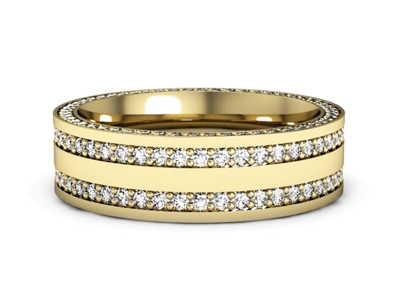 Obrączka z brylantami żółte złoto soczewkowa - p16293z — zdjęcie 2