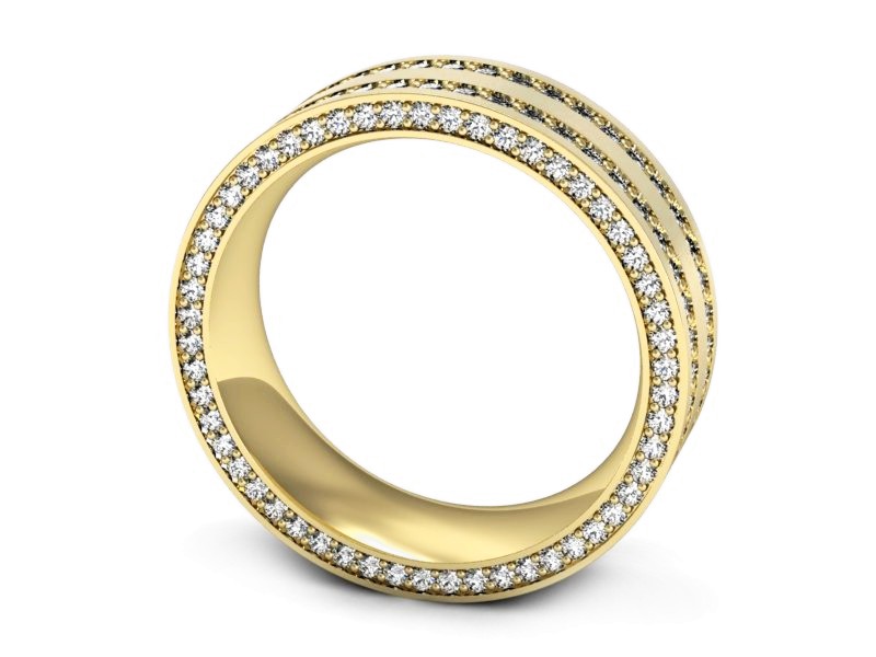 Obrączka z brylantami żółte złoto soczewkowa - p16293zmp — zdjęcie 3