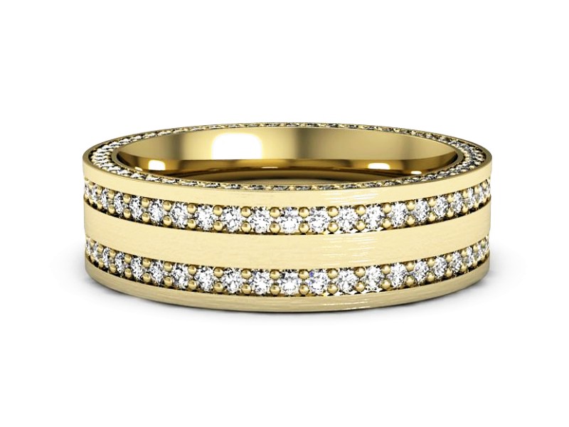 Obrączka z brylantami żółte złoto soczewkowa - p16293zmp — zdjęcie 2