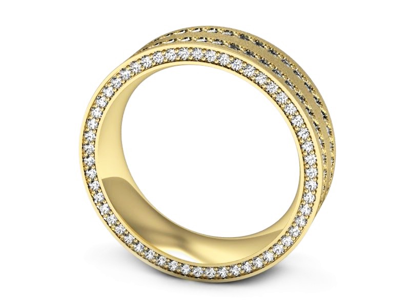 Obrączka z brylantami żółte złoto soczewkowa - p16293zms — zdjęcie 3