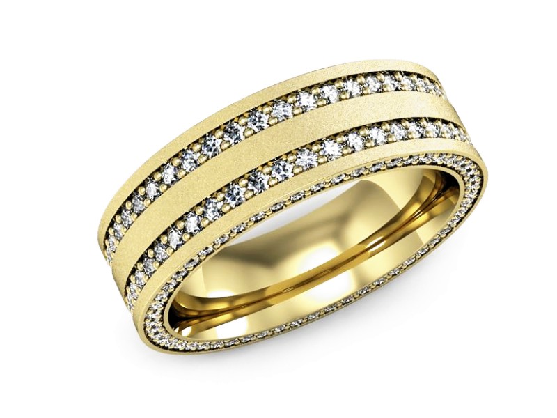 Obrączka z brylantami żółte złoto soczewkowa - p16293zms