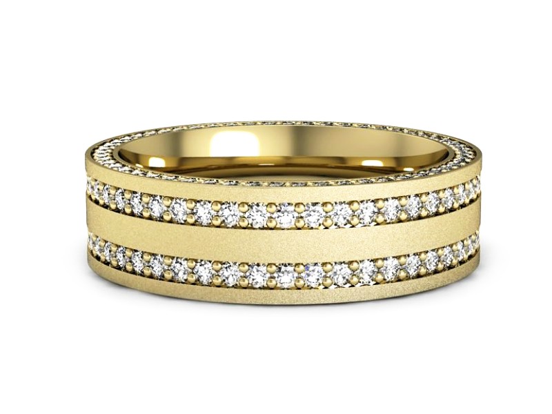 Obrączka z brylantami żółte złoto soczewkowa - p16293zms — zdjęcie 2