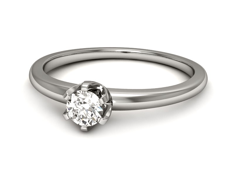 Złoty pierścionek z brylantem białe złoto - p16295b — zdjęcie 2