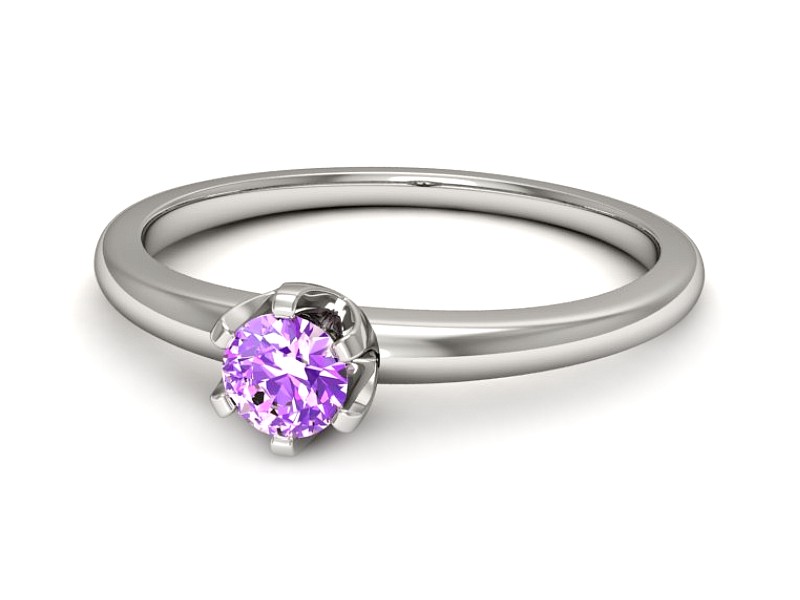 Złoty pierścionek z ametystem białe złoto - p16295bat — zdjęcie 2
