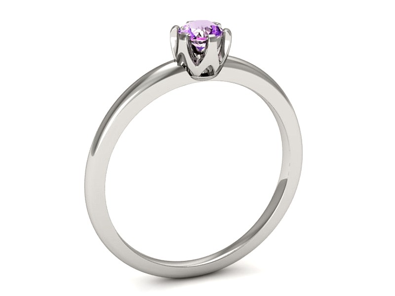 Złoty pierścionek z ametystem białe złoto - p16295bat — zdjęcie 3