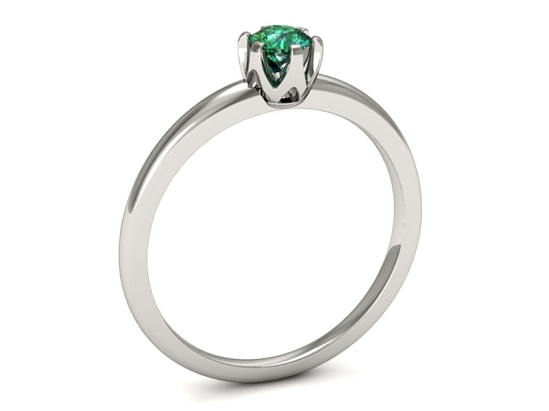 Złoty pierścionek ze szmaragdem białe złoto - p16295bsm — zdjęcie 3