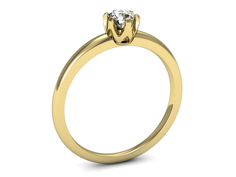 Złoty pierścionek z brylantem żółte złoto - p16295z — zdjęcie 3