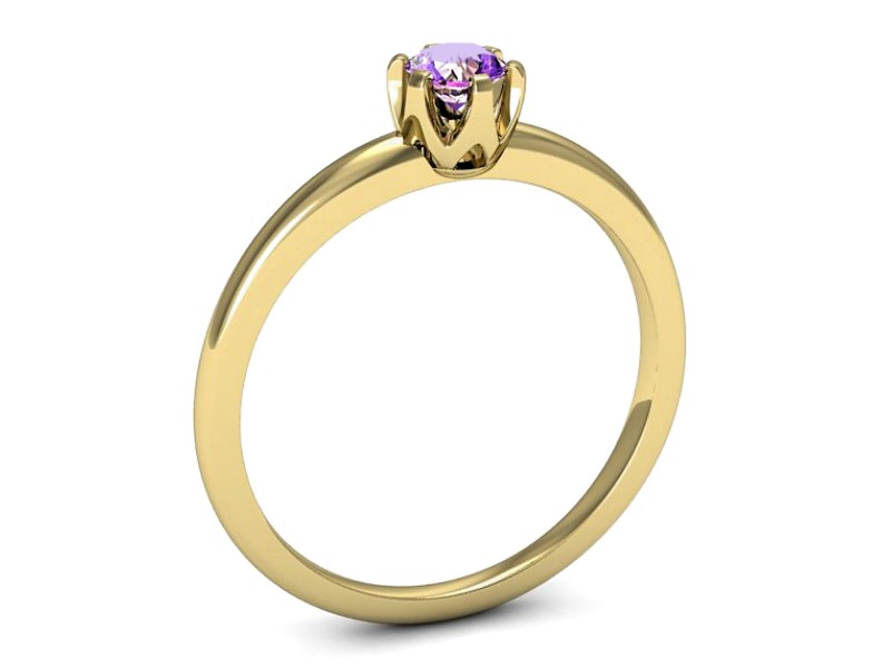Złoty pierścionek z ametystem żółte złoto - p16295zat — zdjęcie 3