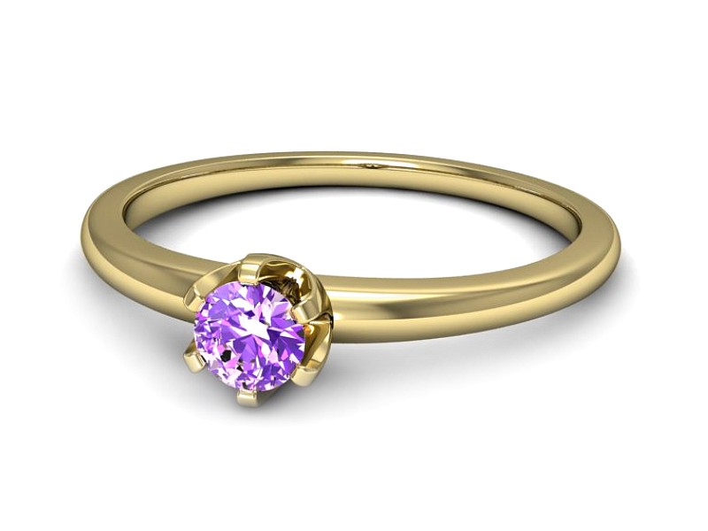 Złoty pierścionek z ametystem żółte złoto - p16295zat — zdjęcie 2
