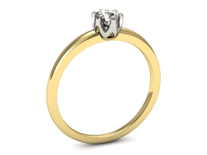 Pierścionek z diamentem żółte i białe złoto - p16295zb — zdjęcie 3