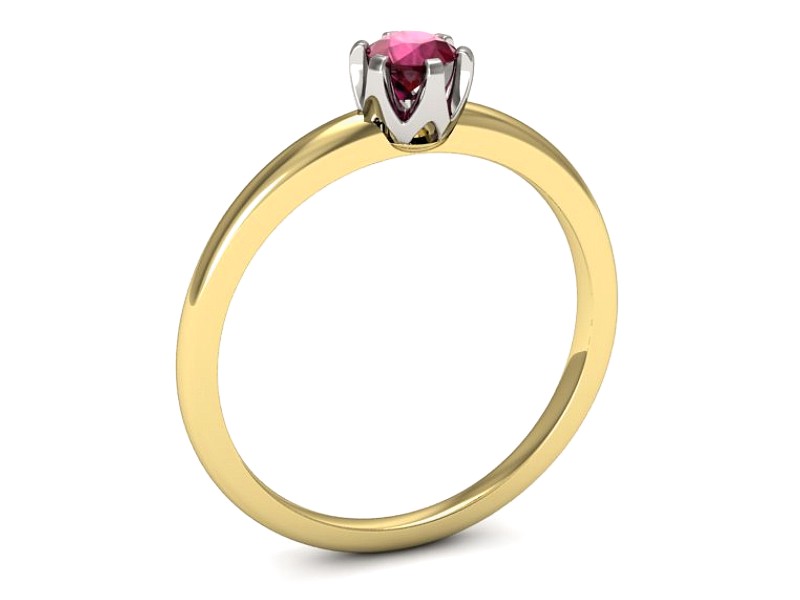 Pierścionek z rubinem żółte białe złoto - p16295zbr — zdjęcie 3