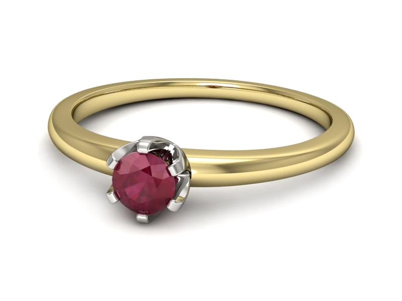 Pierścionek z rubinem żółte białe złoto - p16295zbr — zdjęcie 2