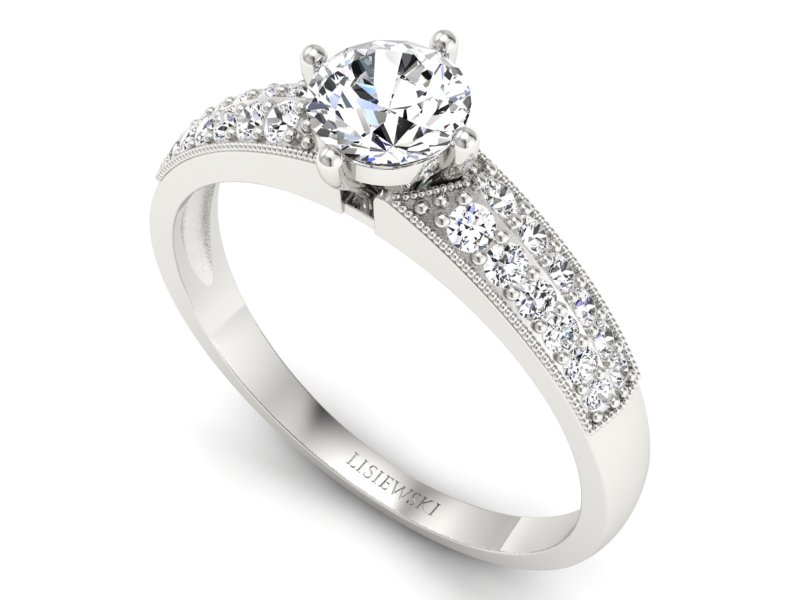 Złoty pierścionek z brylantami białe złoto - p16297b — zdjęcie 3