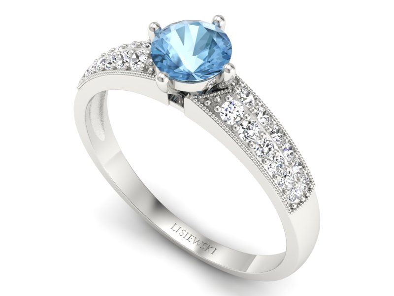 Złoty pierścionek z topazem i brylantem - p16297ba — zdjęcie 3