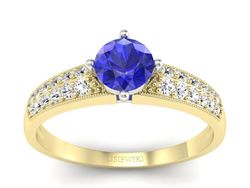 Pierścionek z szafirem i diamentami - p16297zbszc