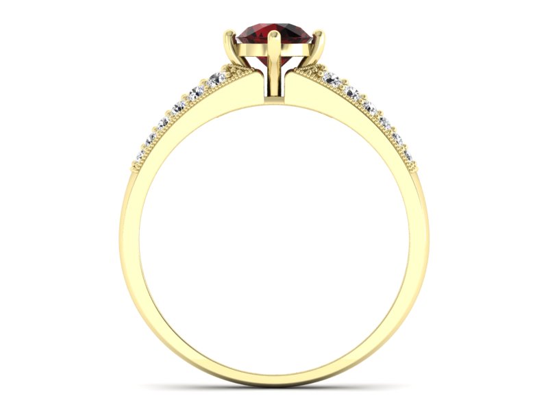 Złoty pierścionek z granatem żółte złoto - p16297zgr — zdjęcie 2