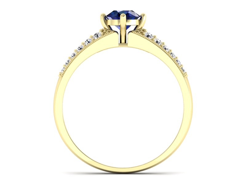 Złoty pierścionek z szafirem i diamentami - p16297zsz — zdjęcie 2