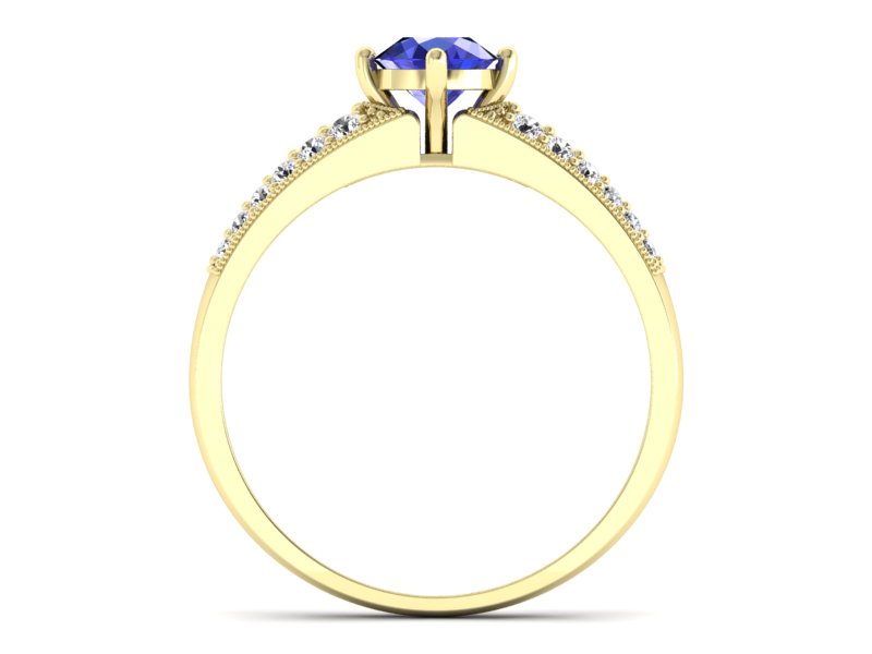 Złoty pierścionek z szafirem i diamentami - p16297zszc — zdjęcie 2