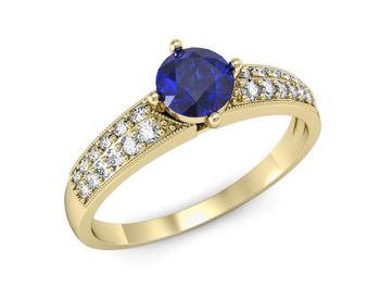 Złoty pierścionek z szafirem i diamentami - p16297zszc - 1