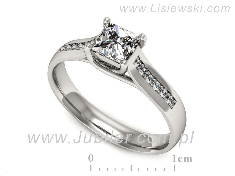 Złoty pierścionek z diamentami białe złoto - p16298b